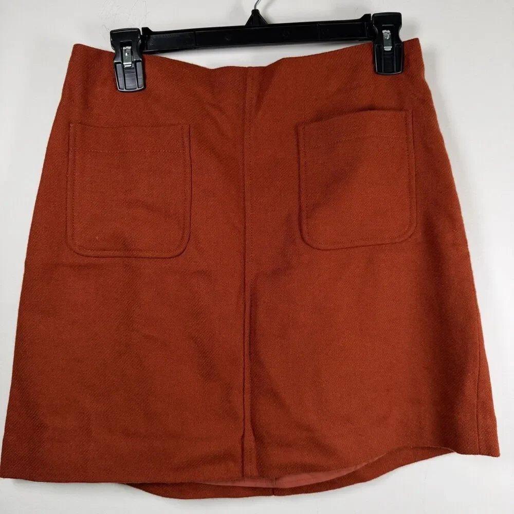 Madewell Wool Blend Mini Skirt 4 Rust Orange Boho Casual Chic